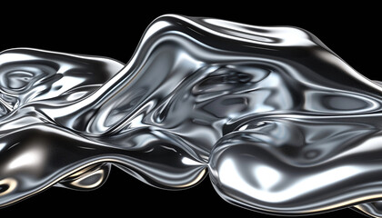 Silver chrome liquid metal waves background
