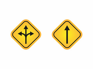 yellow road sign isolated