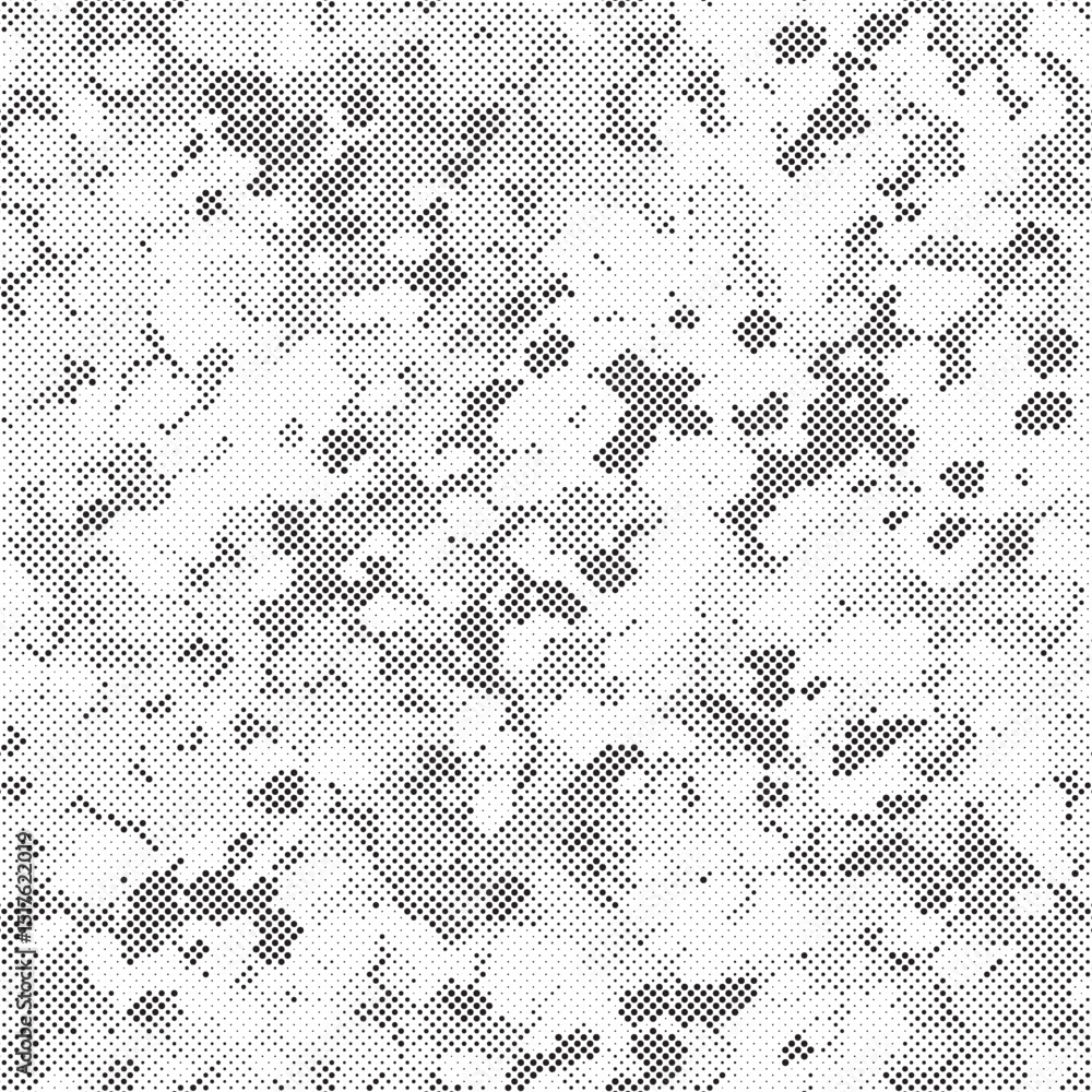 Poster abstract halftone seamless camouflage pattern. repeating digital dotted hexagonal camo military text