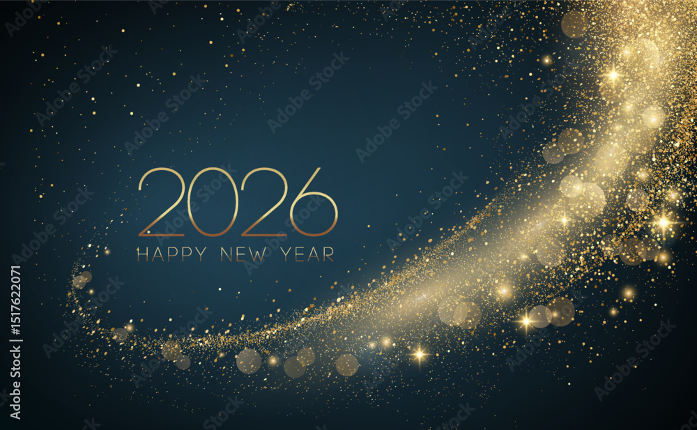 Poster merry christmas and happy new year abstract shiny color gold wave design element