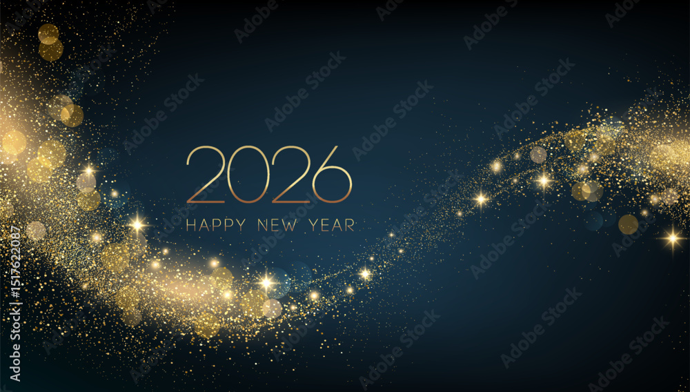 Poster merry christmas and happy new year abstract shiny color gold wave design element