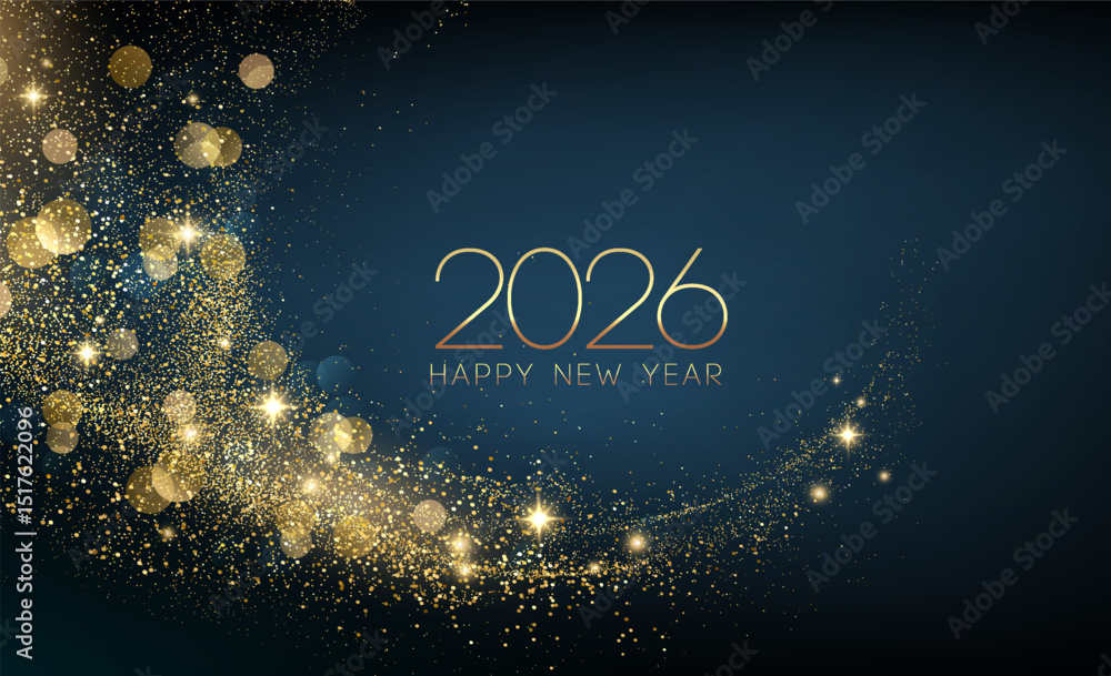 Poster merry christmas and happy new year abstract shiny color gold wave design element