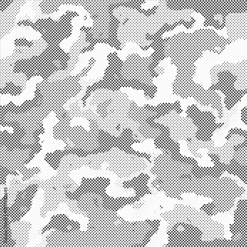 Leinwandbilder abstract halftone seamless camouflage pattern. repeating digital dotted hexagonal camo military text