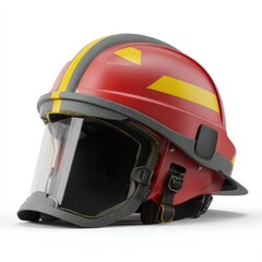 Red Firefighter Helmet with Face Shield Safety Equipment for Emergency Response