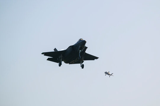 F-35 stealth fighter jet flying during a NATO exercise