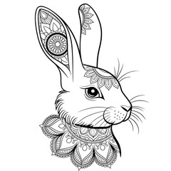 Rabbit line art coloring page 