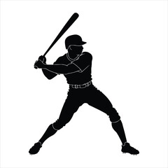 Dynamic Baseball Batter: Athlete Silhouette Ready to Swing and Hit a Home Run

