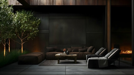 Rustic Industrial Patio Living Room Design