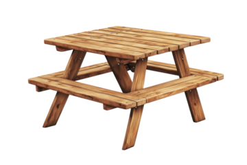 Rustic charm wooden picnic table image outdoor leisure family fun park on transparent background