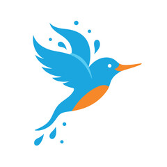 Obraz premium Kingfisher Diving in Minimalist Splash Design