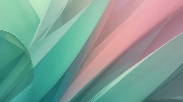 Abstract geometric shapes in pastel hues teal pink with layered translucent effect