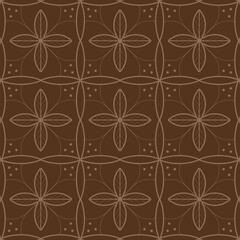 Brown Batik Inspired Seamless Pattern with Stylized Leaves