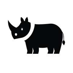 Rhino Silhouette Flat Illustration Simple Wild Animal Vector in Flat Style