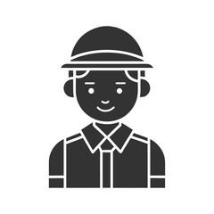 Safari Guide Silhouette Flat Illustration Simple Explorer Character Vector in Flat Style