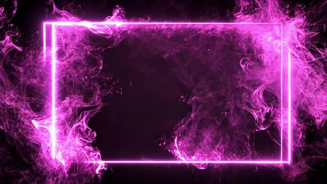 Neon pink frame animation with rising smoke