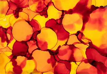 Colorful abstract liquid ink artwork with circular patterns