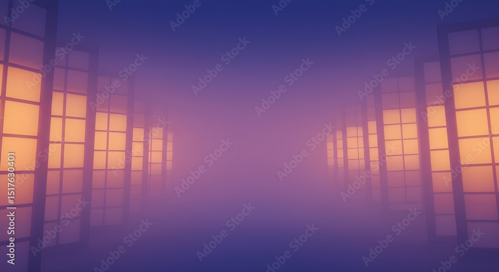 Aufkleber abstract corridor with illuminated square windows | futuristic hallway background for technology pre
