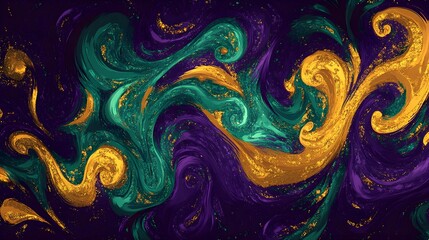 Purple, Gold, and Green Mardi Gras Background &ndash; Festive Generative AI Abstract Pattern for Celebration Design