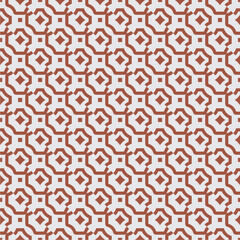 Seamless Geometric Pattern in Terracotta Brown, Abstract Moroccan Style Tile Design, Retro Lattice Background, Decorative Textile or Wallpaper Repeat for Interior and Surface Design Projects