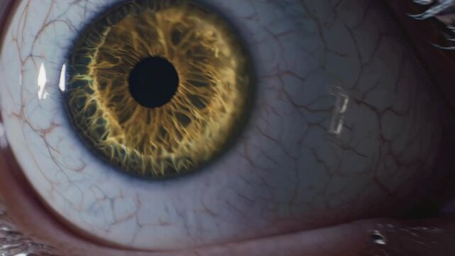 Observing dilating human eye responding to light changes