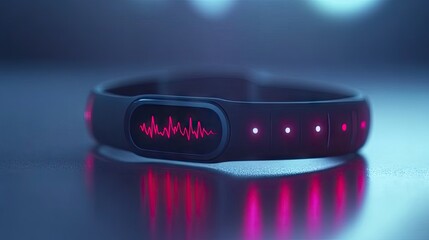 Modern fitness tracker with glowing indicators.