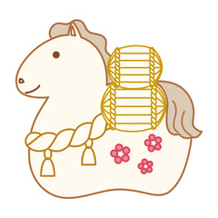 線画付きの馬の人形のイラスト