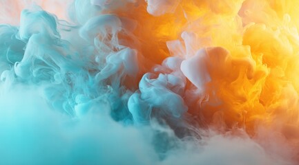 Abstract swirling colors, aqua and orange