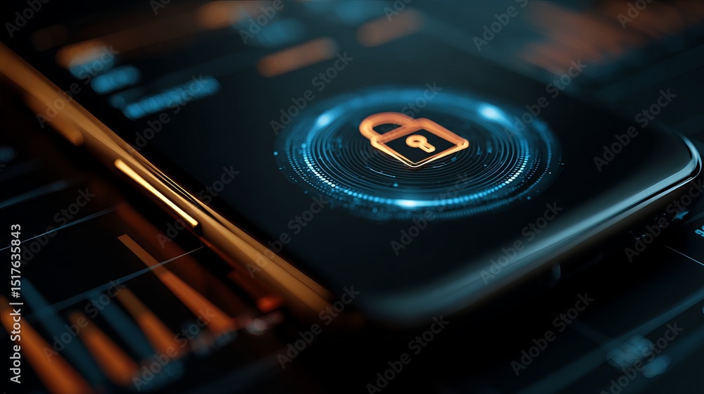 Poster digital smartphone security lock screen interface modern technology abstract background futuristic m