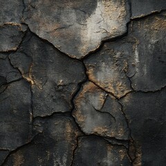 Dark, cracked surface with golden highlights