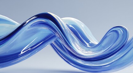 Abstract swirling blue liquid form