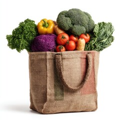 Burlap tote bag filled with fresh produce (3)