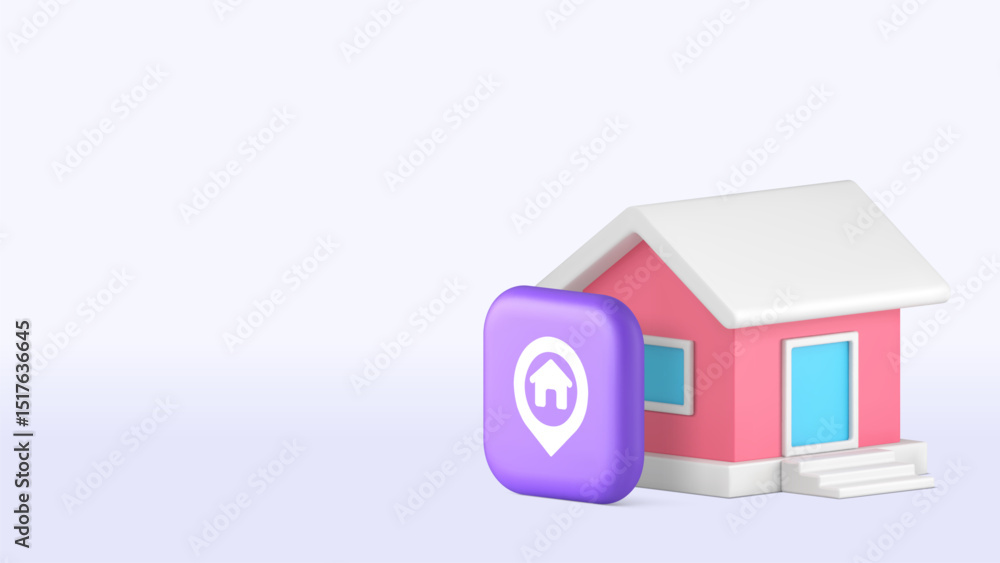 Poster home house location map pointer gps search copy space banner template. residential apartment address