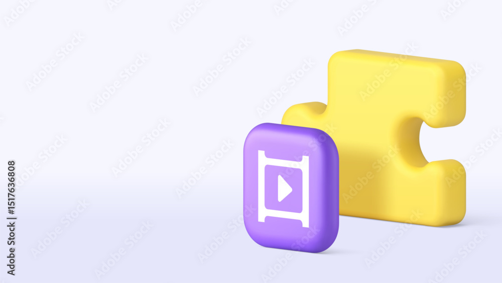 Poster jigsaw puzzle video content solution tutorial analyzing brainstorming copy space banner template. cr