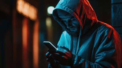 Phone Hack. AR Data Code on Smartphone in Cyber Security Threat