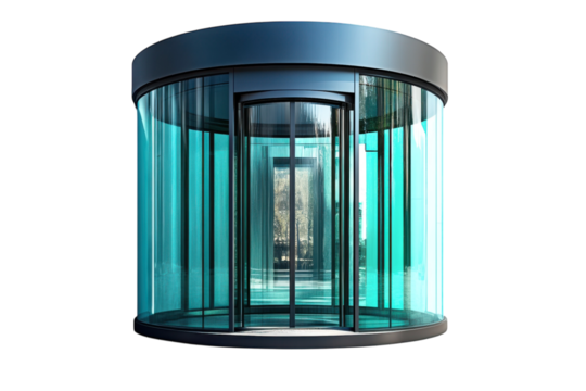 Modern revolving door entrance glass door design architectural innovation on transparent background