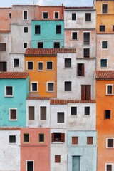 Cute child’s doodle pattern of Venice’s vibrant colorful houses