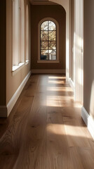Sunlit Wooden Flooring In Home Hallway