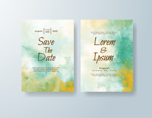 Wedding invitation with abstract watercolor background