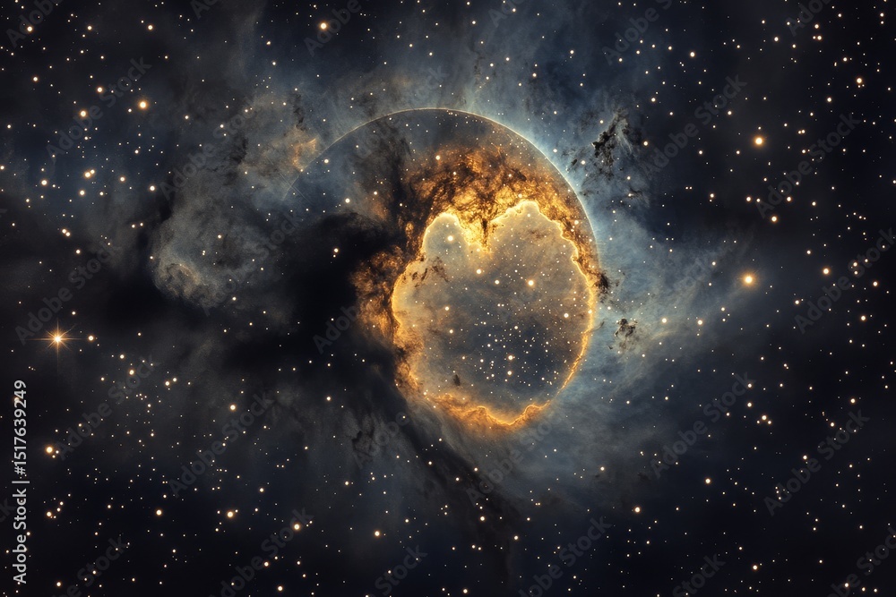 Poster stunning celestial view of a nebula with starry background captured in deep space