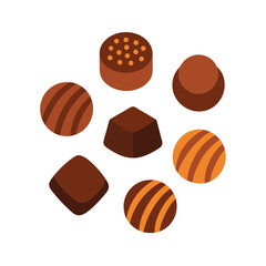 Chocolate bonbons with different shapes Vector illustration