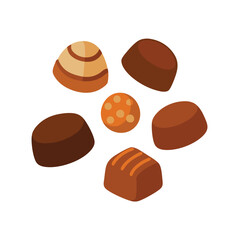 Assorted chocolate bonbons in varied styles Vector illustration