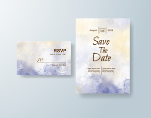 Wedding invitation with abstract watercolor background
