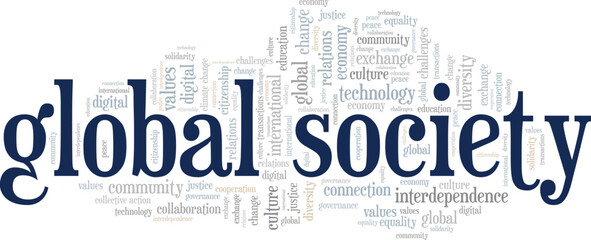 Global Society word cloud conceptual design isolated on white background.