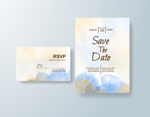 Wedding invitation with abstract watercolor background