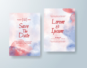 Wedding invitation with abstract watercolor background