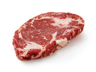 Raw ribeye steak cut isolated on white background
