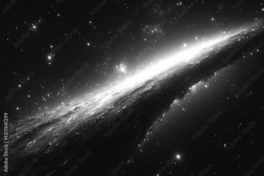 Poster stunning view of a galactic edge showing bright stars and cosmic dust in deep space captured from a 