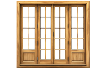 Light Brown Oak Wood Double Doors Portrait Architecture Building Entrance on transparent background