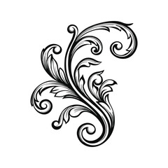 Elegant black and white floral design suitable for decorative embellishments and ornamental purposes