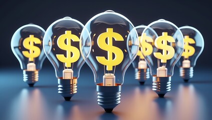 A 3D render of lightbulbs morphing into dollar signs, symbolizing monetizable ideas